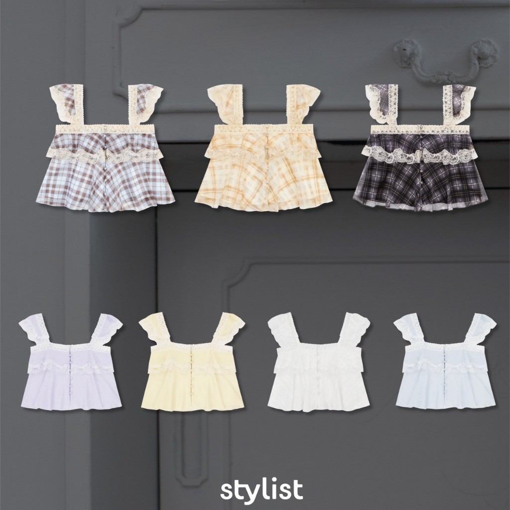 STYLIST (XS-3XL) - Cleo Blouses 003 เสื้อสายเดี่ยวลูกไม้