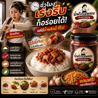 น้ำพริกผัดหมู แม่พลอย 150 กรัม น้ำพริกหมู ผัดแห้ง คลุกข้าวสวยร้อนๆ ถูกหลักอนามัย ไม่ใส่วัตถุกับ