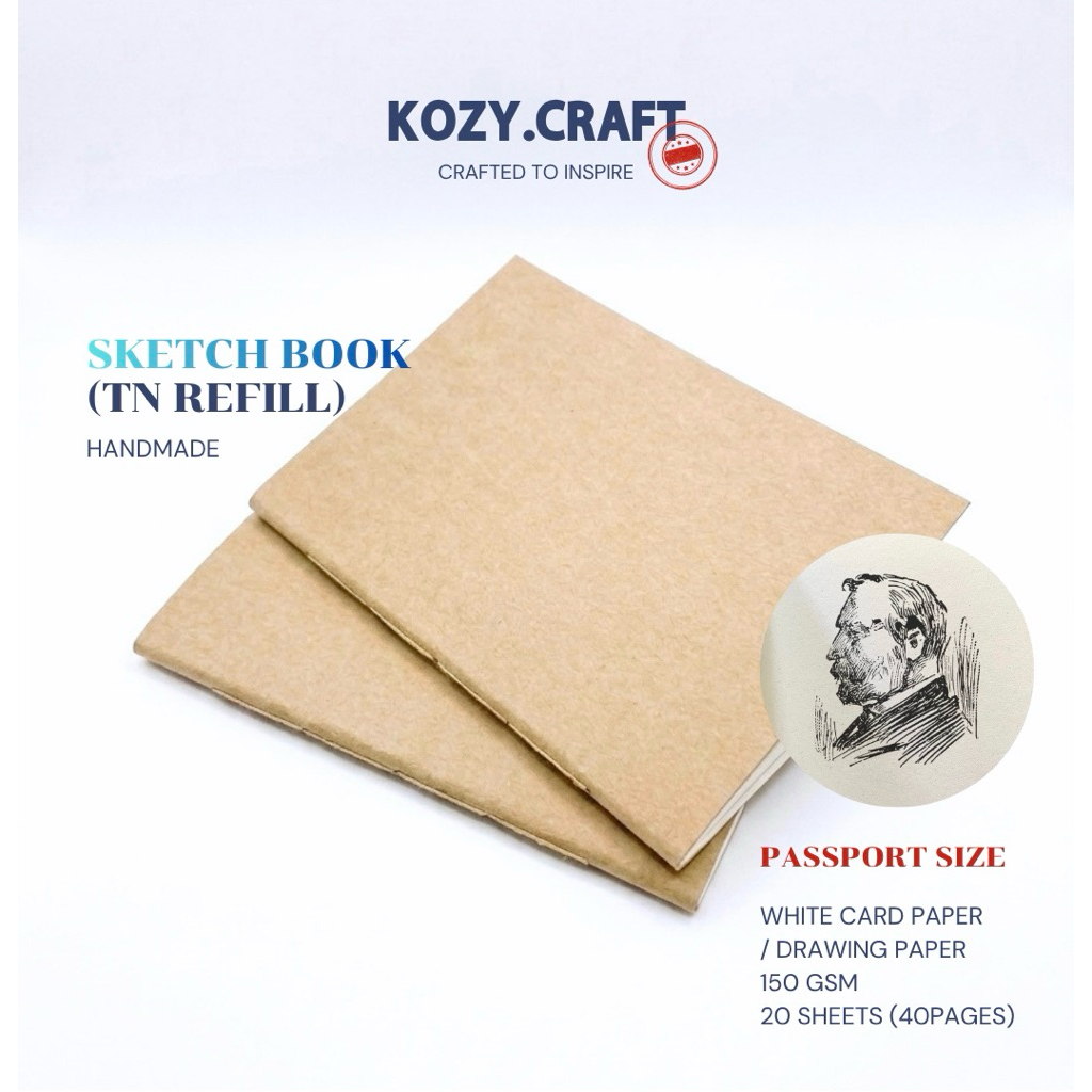 สมุดสเก็ซ - Traveler’s notebook Refill • 150 gsm • ปก craft (Passport Size) B7 • สมุดทำมือ handmade