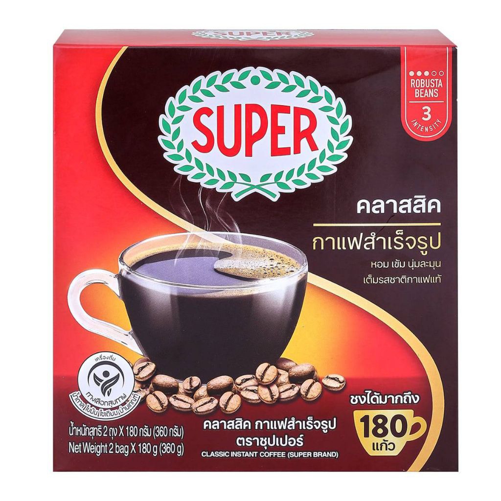 SUPER กาแฟซุปเปอร์ Classic Instant Coffee quiles คลาสสิคกาแฟสำเร็จรูป ขนาด 360 กรัม