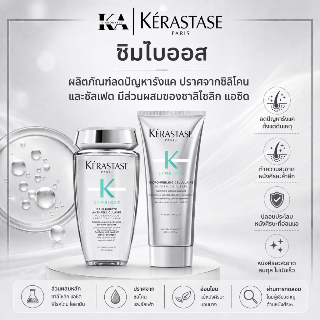 [ครบชุด] Kerastase Symbiose นวัตกรรมแก้ปัญหารังแค Shampoo / Masque / Leave-in [รับประกันของแท้ 100%]