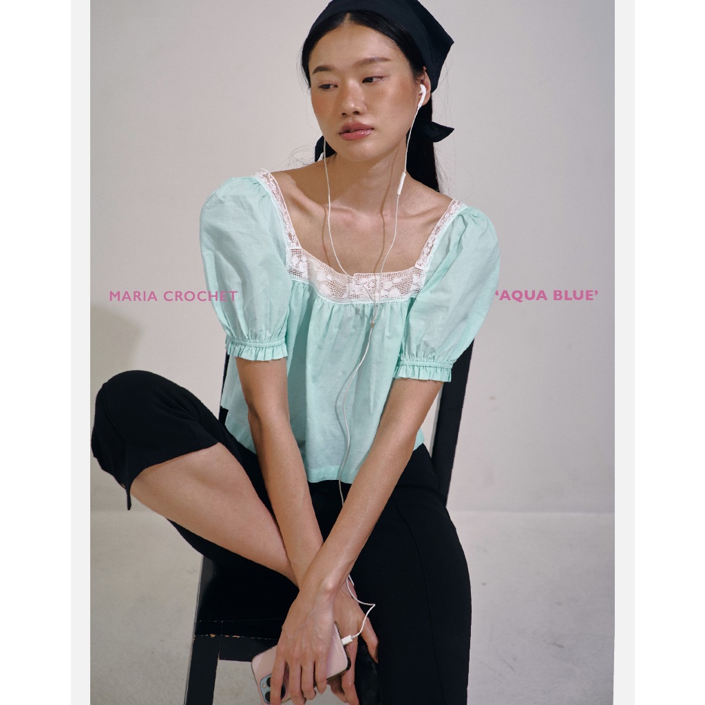 Reverie Maria Crochet Blouse - เสื้อแขนตุ๊กตา ตกแต่งโครเชต์ถัก
