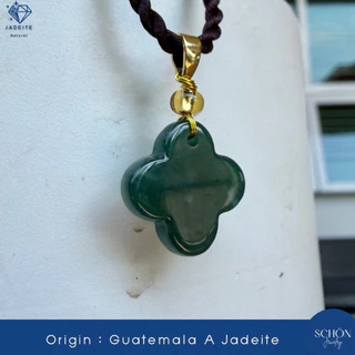 จี้ใบโคเวอร์หยก หยกแท้ จี้หยก Jadeite Type A ห่วงอัลลอย รับประกันหยกแท้ตลอดอายุงาน PDJ-CLO.DBL