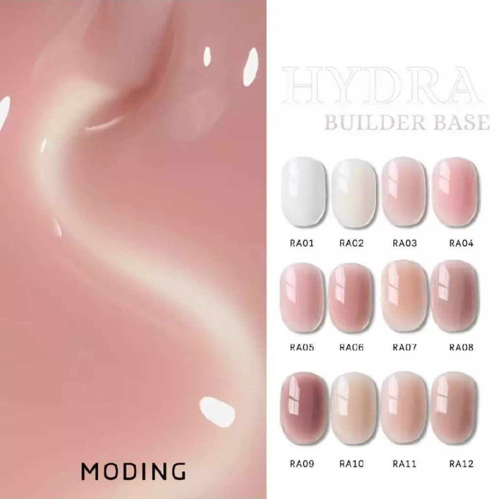 แยกขายขวด MODING🇨🇳 Hydra Builder Base เบสเจลต่อเล็บ 12 สีโทนนู้ด #RA01-RA12