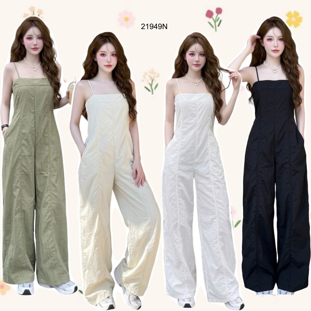 จั้มสูทขายาว สายเดี่ยว ซิปหลัง .. TW21949 TwinsShopVip💗พร้อมส่ง