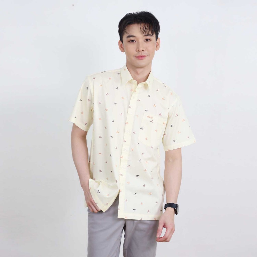 เสื้อเชิ้ต แขนสั้น ผ้าคอตตอน 100% รุ่น 15076 C01 สวมใส่สบาย