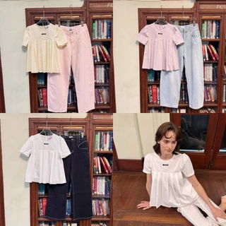 [Trendy30%] CHUUCHOP - (S-4XL) Stormy Blouse เสื้อเบลาส์แต่งจีบรอบตัวผ้า Cotton ผ้านุ่ม ระบายอากาศได้ดี เบสิก(C8573)