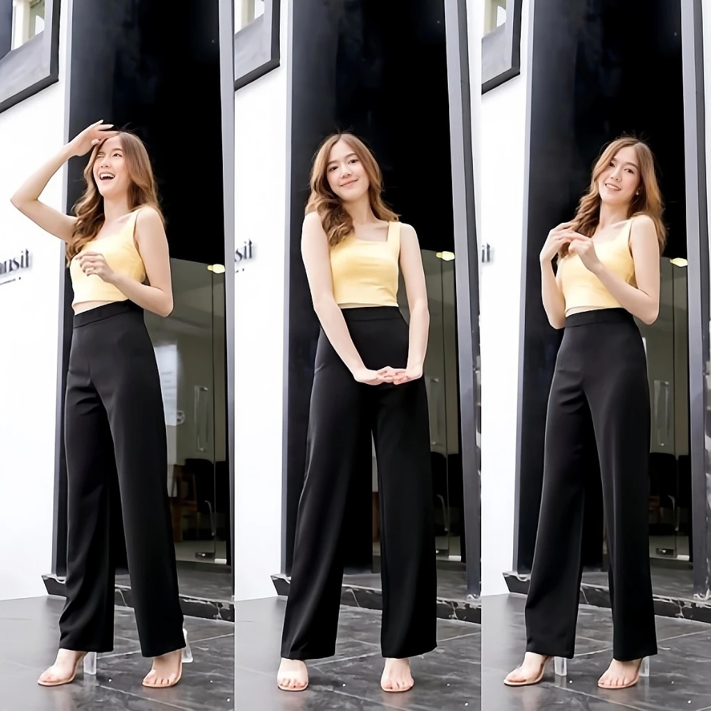 กางเกงทรงตรงเอวสูง S-4XL 4 สี กางเกงผู้หญิงสีดำ กางเกงขายาวลำลอง ใส่ทำงาน เข้าได้หลายชุด ผ้าคุณภาพดี สวมใส่สบาย