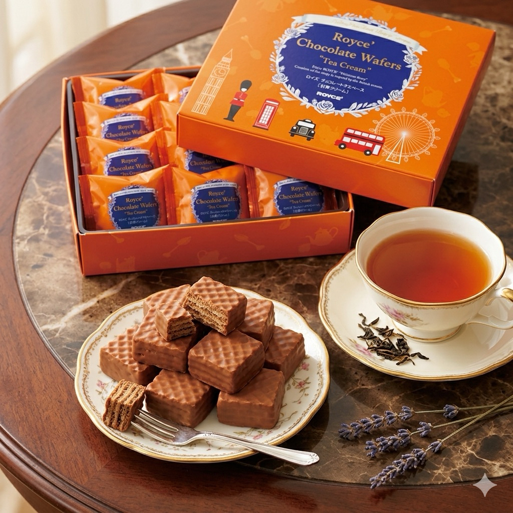 ROYCE' Chocolate Wafers  Tea Cream เวเฟอร์แสนกรุบกรอบสอดไส้ครีมรสชาหอมละมุน เคลือบด้วยช็อกโกแลตนมฮอกไกโด