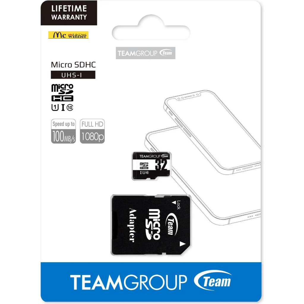 เมมโมรี่การ์ด TEAMGROUP MicroSD FullHD 1080P SDHC UHS-I U1 C10 - ของแท้ Lifetime
