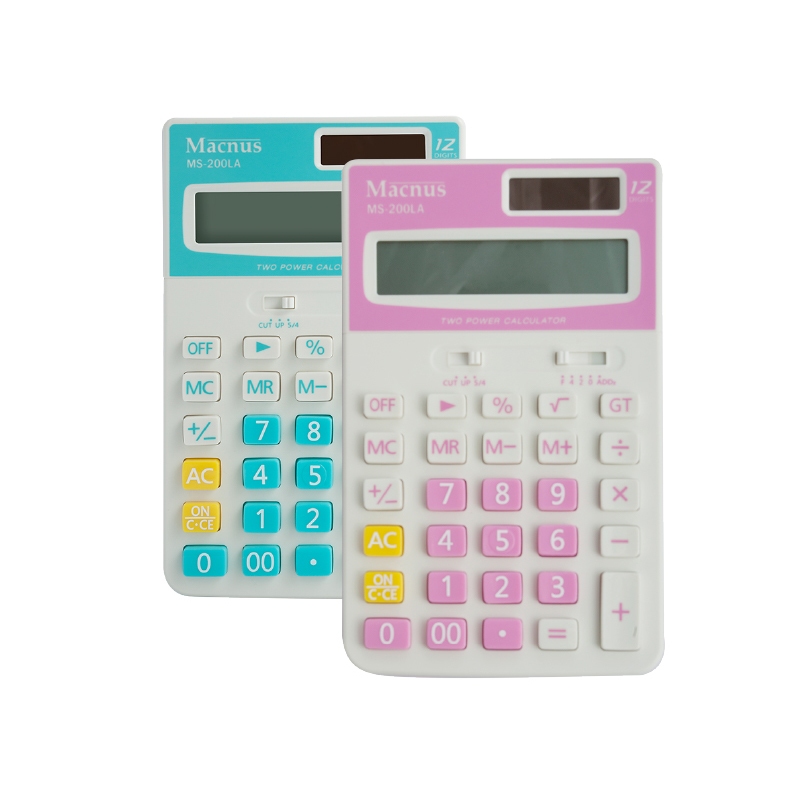 เครื่องคิดเลข 12หลัก * สีหวานแหวว * ยี่ห้อ MACNUS รุ่น MS-200LA Electronic Calculator