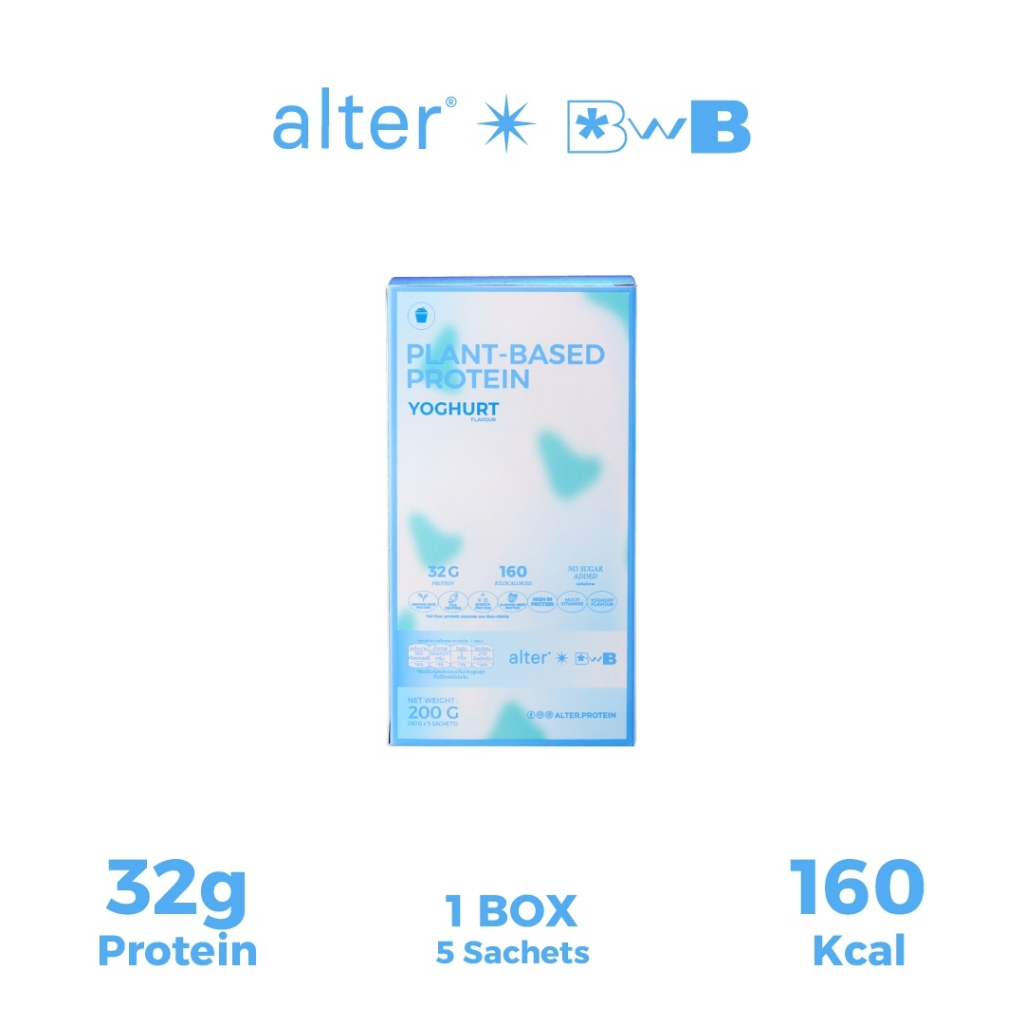 alter x BWB Yoghurt protein โปรตีนรสโยเกิร์ต โปรตีนพืช โปรตีน 1 กล่องขนาด 200กรัม 5 ซอง