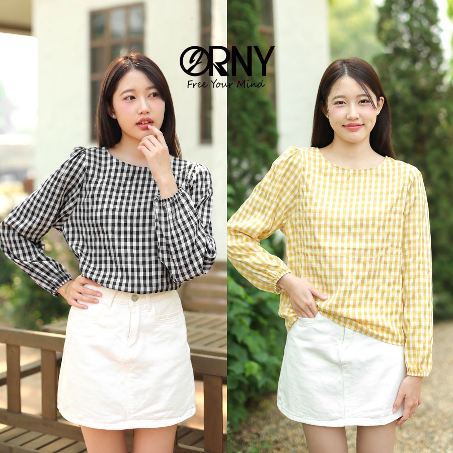 ไซส์S-2XL🌻น่ารักมาก 🌻 680 เสื้อเชิ้ตลายสก๊อตแขนยาว คอกลม แฟชั่นผู้หญิง ใส่ทำงาน🌻