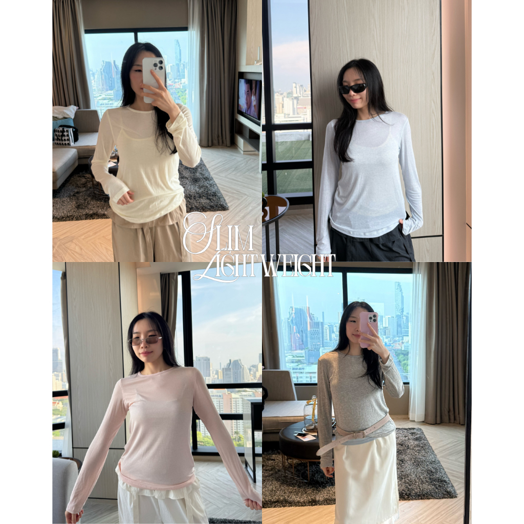 UIUI | SLIM LIGHTWEIGHT TEE เสื้อยืดแขนยาว ผ้าโปร่งพอดีตัว – โปรปัง