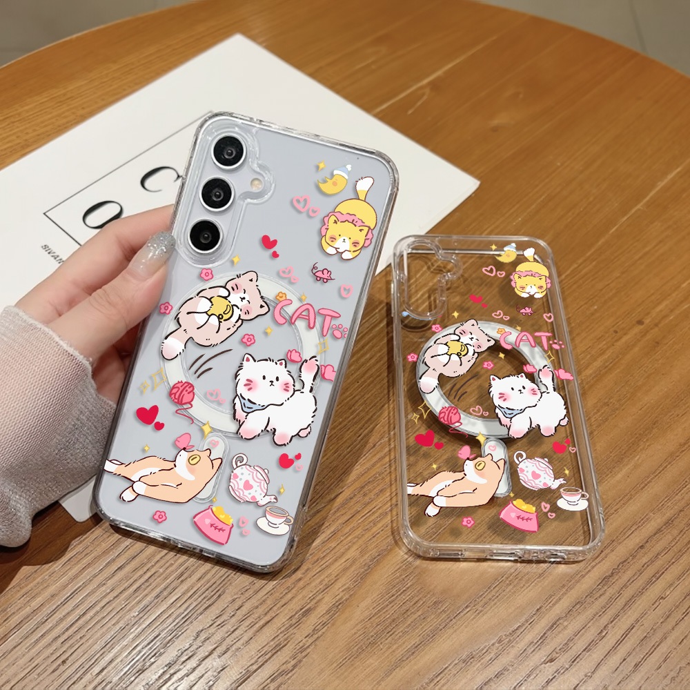 เคส แม่เหล็ก For Samsung A57 A37 A55 5G A07 A17 S25 Ultra A56 5G A16 5G A36 A06 5G A15 A26 A54 A35 เคสแม่เหล็กใสรูใหญ่