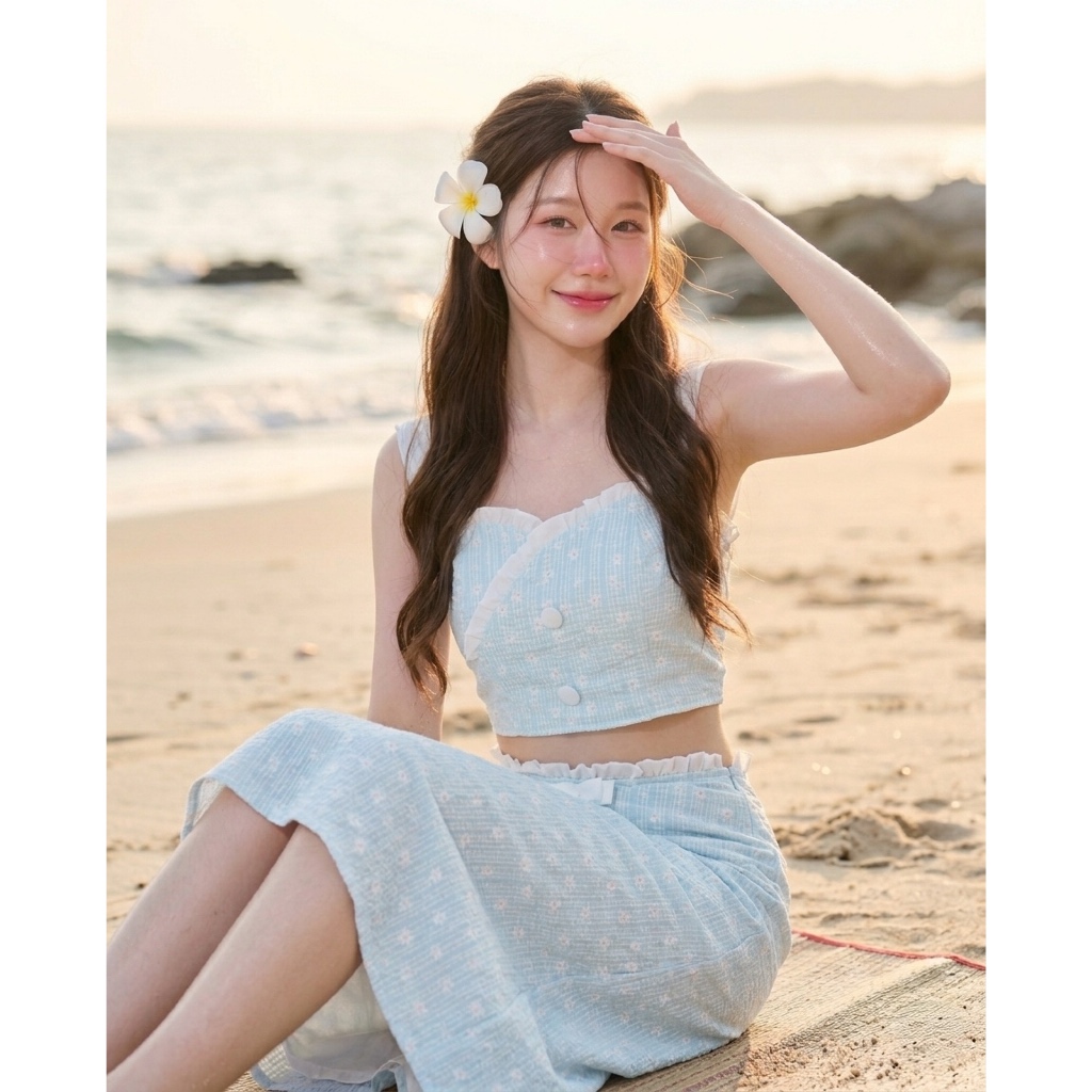 Girlonclouds Ella set 🪽🫧 ชุดเซ็ตเกาะอก มีสาย แต่งระบาย กระโปรงยาว ไปทะเล ไปคาเฟ่ ไปเดท
