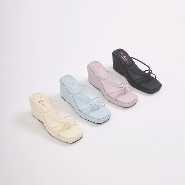 25twentyfives - รองเท้าส้นเตารีดสไตล์ Wedge Filp-Flop Sandals โทนพาสเทลสูง3นิ้ว รุ่น FM-1