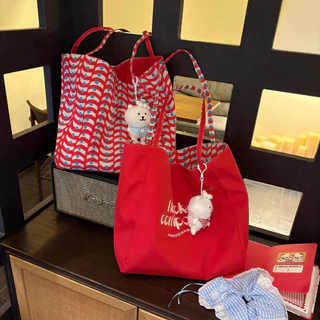 กระเป๋าผ้าไนลอนลายตารางสองด้านDouble-sided checkered nylon bag NO.3