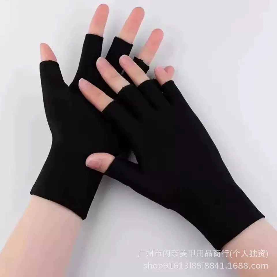 ถุงมือดำกันแสง UV สำหรับทำเล็บเจล ถุงมือผ้าป้องกันมือคล้ำ จากแสงเครื่องอบเล็บ LED/UV | ถุงมือทำเล็บป้องกันแสง ใส่สบาย