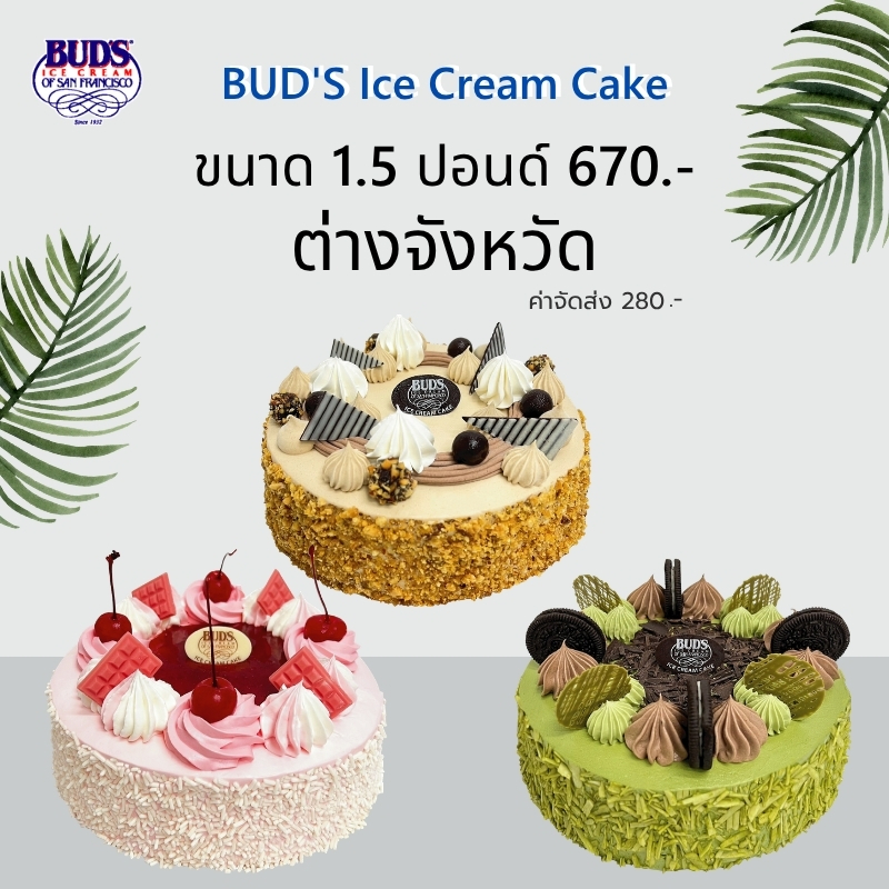BUD'S ไอศกรีมเค้ก 1.5 ปอนด์ ต่างจังหวัด เพียง 950 บาท