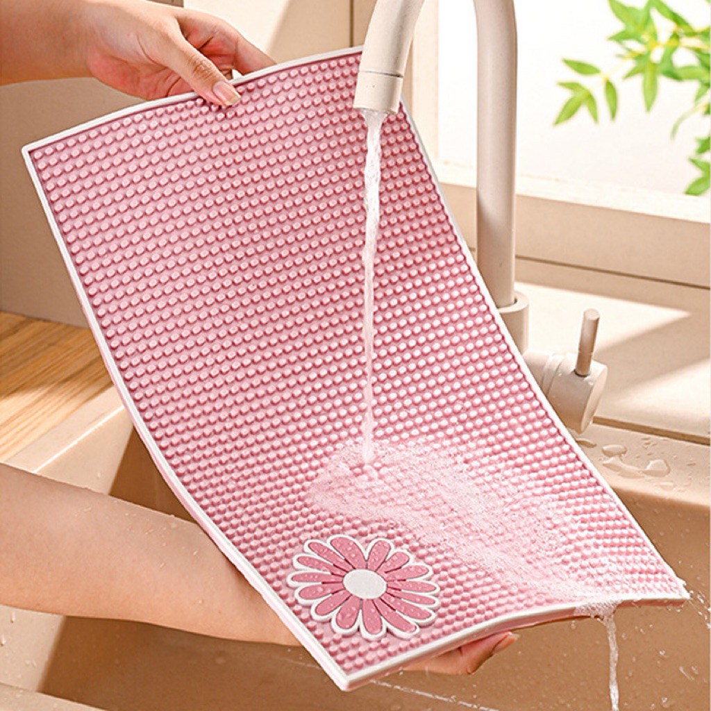 แผ่นรองบาร์ Bar Mat Pink ยางรองกันลื่นสำหรับบาร์น้ำ ยางกันลื่นสีชมพูน่ารัก ยางรอง ชงกาแฟ Matcha Mat
