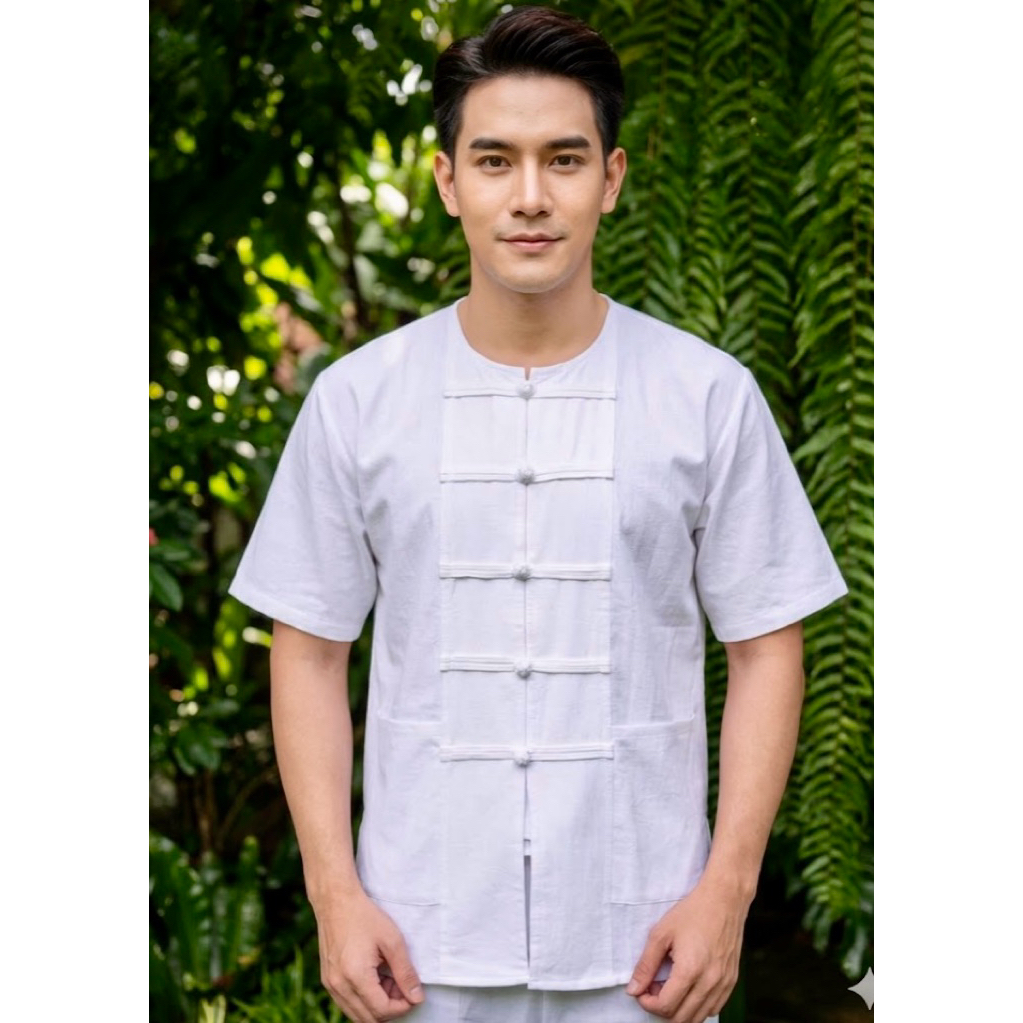 เสื้อขาวกางเกงขาวใส่ไปวัดใส่ไปทำบุญใส่ปฏิบัติธรรมแขนสั้น(ถ้ากดสั่งเสื้อต้องเลือกไซส์ กางเกงกดสั่งครั้ง2เพราะสินค้าแยกคะ)