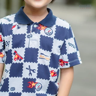 Chelsee เสื้อโปโล แขนสั้น ลายตาราง ผ้า 100%Cotton เด็กผู้ชาย อายุ 1.5-10 ปี เสื้อผ้าเด็กโต รุ่น 128275