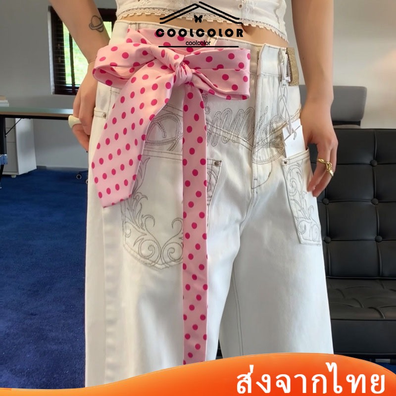 ในไทย💖ผ้าพันคอเนคไทลายจุด Y2kสไตล์เกาหลีแฟชั่น อเนกประสงค์ เครื่องประดับสําหรับผู้หญิง.COD