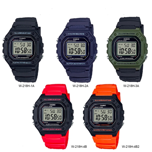 CASIO นาฬิกาข้อมือ สายเรซิ่น รุ่น W-218,W-218H,W-218H-1A,W-218H-2A,W-218H-3A,W-218H-4A,W-218H-4B2