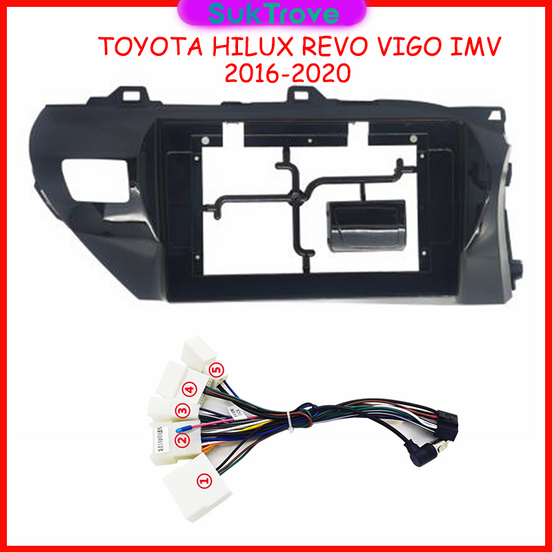 พร้อมปลั๊ก กรอบหน้าจอ2ดินแอนดรอย ใส่ขนาดจอใหญ่10.1" สำหรับรถ Toyota REVO/HILUX 2016-2020 ABS เกรด A 