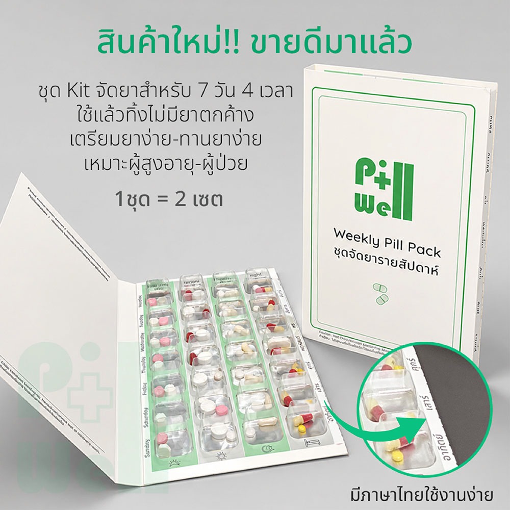 [ขายดี]PillWell_ชุดkitสำหรับจัดยารายสัปดาห์_WeeklyPillPack_1ชุดมีชุดkit2เซต_มีภาษไทย_ผู้สูงอายุใช้เตรียมและทานยาง่าย