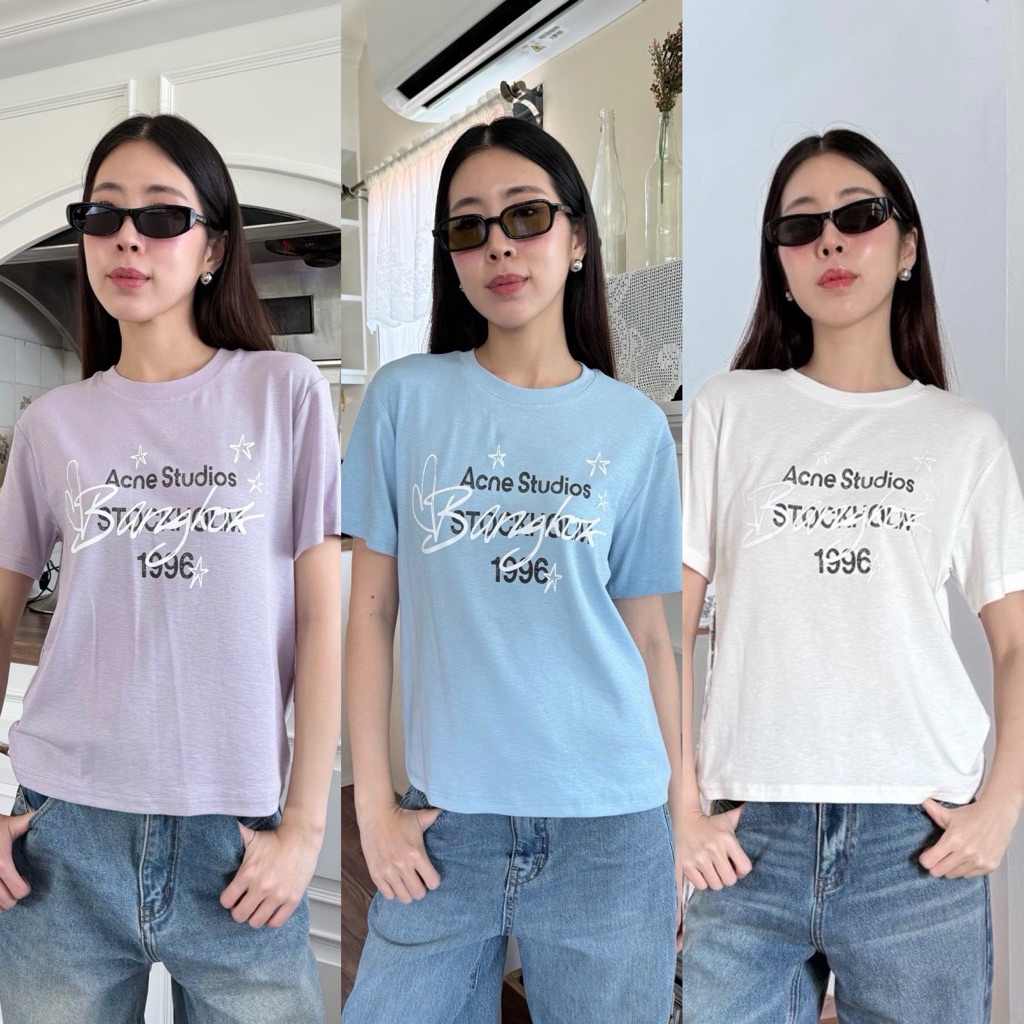 Ac T-Shirt เสื้อยืดแบรนด์ดัง ดีเทลงานสกรีน ผ้าสลาฟใส่สบาย น่ารักมากกก ชนช็อปเกาหลีเลยค้า