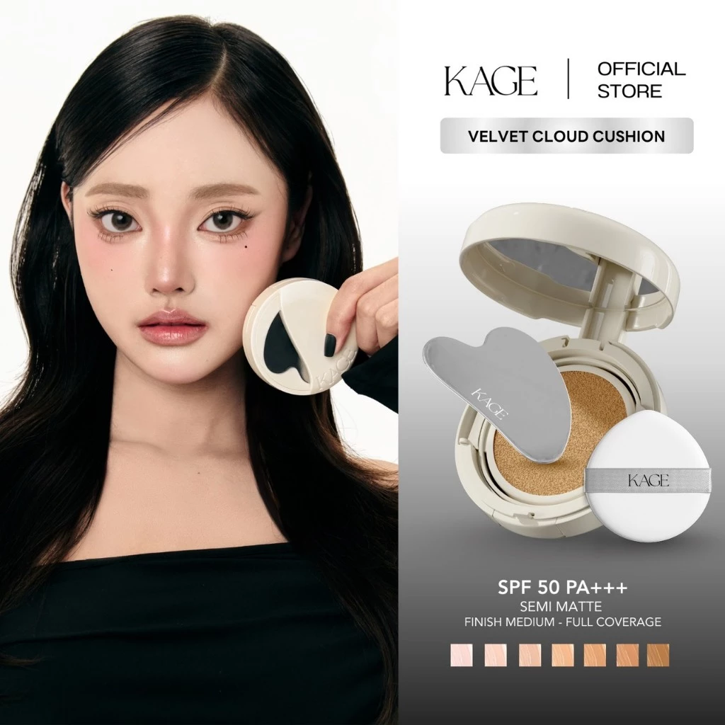 คุชชั่นเสกผิว KAGE VELVET CLOUD CUSHION | ตลับจริงพร้อมสปาตูล่า SPF50 PA+++ บางเบา ปกปิด ติดทน กันน้ำ กันเหงื่อ