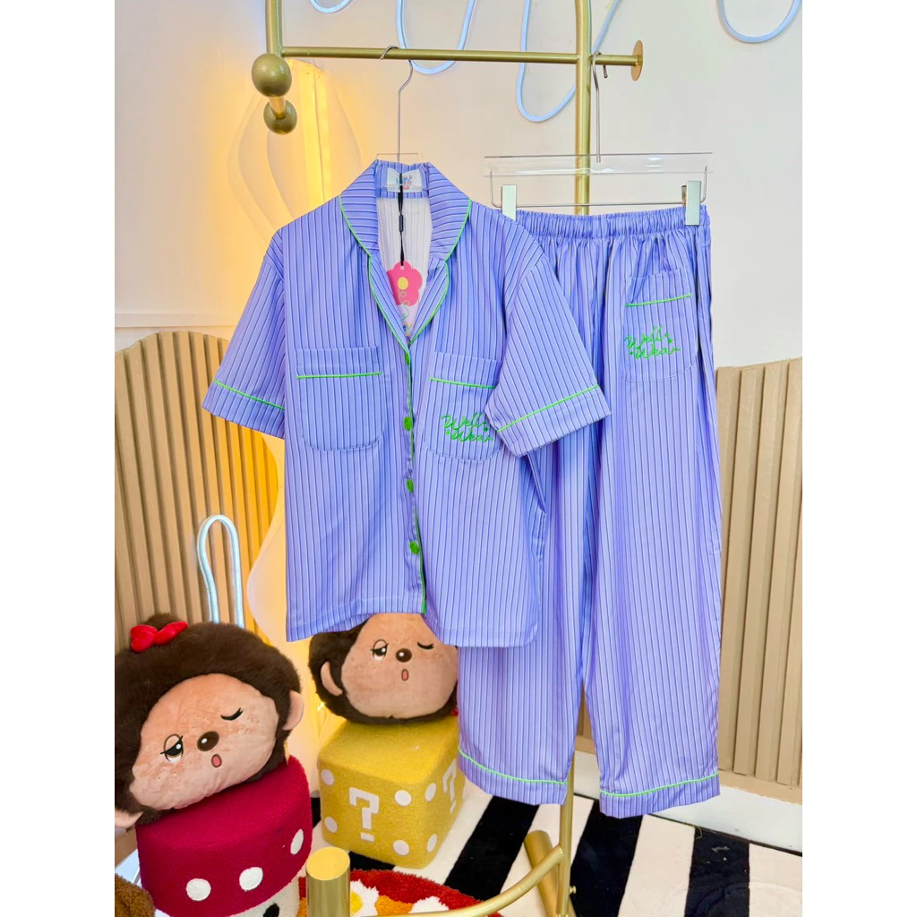 ชุดนอน โนบรา wellwear กระเป๋าปัก