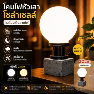 โคมไฟหัวเสา ไฟหัวเสาโซล่าเซลล์ LED รุ่นเปิด–ปิดอัตโนมัติ | พลังงานแสงอาทิตย์ กันน้ำ