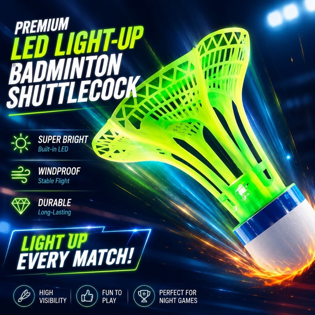 LED badminton ลูกแบดมินตัน ดีไซน์ต้านลมแรง มีไฟในตัว