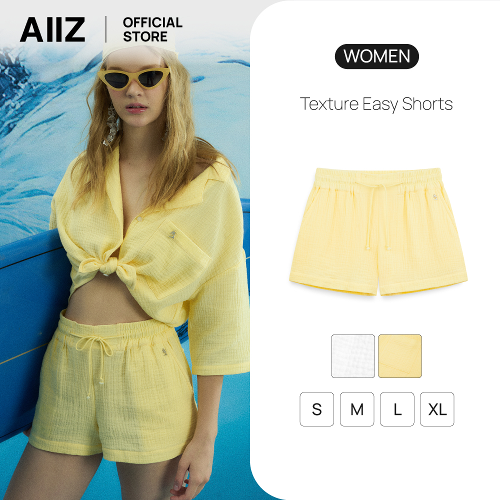 AIIZ (เอ ทู แซด) - AIIZ กางเกงขาสั้นผู้หญิงผ้าเท็กเจอร์ AIIZ Women's Texture Easy Shorts