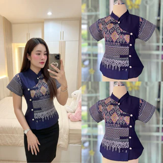 เสื้อ คอจีน (ทูโทน) ลายใหม่