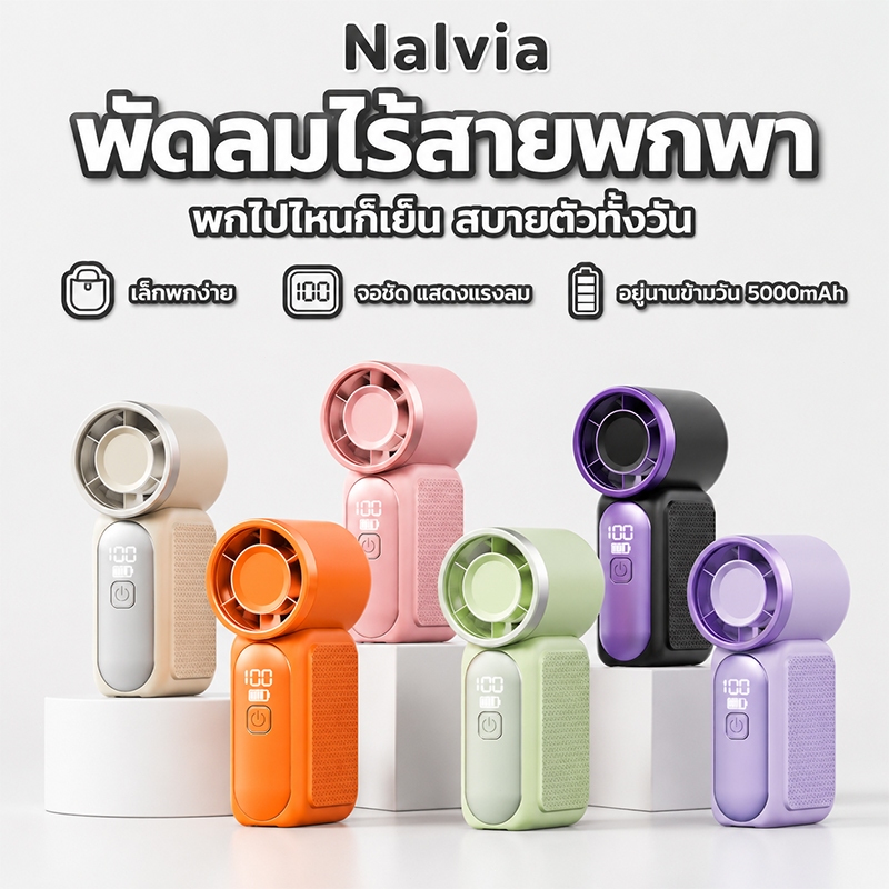 【Flash sale】Mini Turbo Fan พัดลมพกพา พัดลมพกพาชาร์จแบตได้ จอ LED 100 ระดับ ใช้ได้นาน 12 ชม Type C บางเบา พัดลมแคมป์ปิ้ง