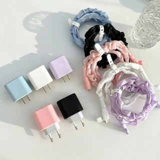 s พร้อมส่งจากไทย ชุดถนอมสายชาร์จ ซิลิโคนสีพื้น สำหรับ ไอโฟน 18w 20 w 35w ตัวถนอมสาย USB 20