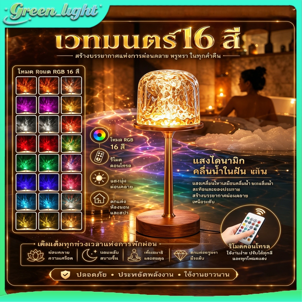 【ราคาต่ำสุด】โคมไฟตั้งโต๊ะ LED ไฟแต่งห้อง เปลี่ยนสีได้ 16 โหมด ของขวัญ ของตกแต่งห้องสวย