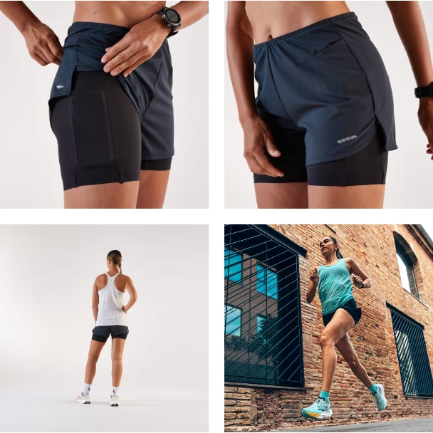 กางเกงวิ่งขาสั้น 2-in-1 กางเกงวิ่งผู้หญิง KIPRUN Women's 2-in-1 running & trail running shorts Kipru