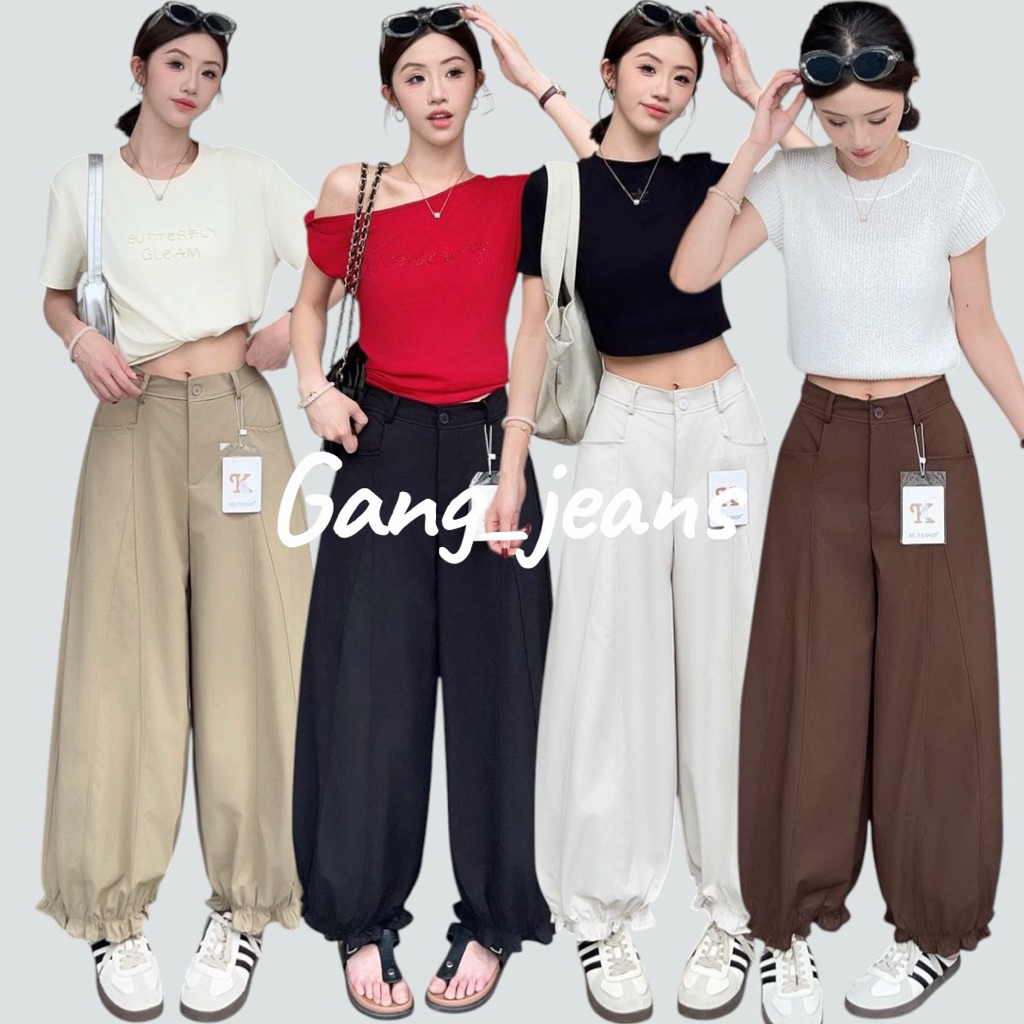 Gang_jeans#9507(K)กางเกงขายาว จินนี่ กระดุมหน้า มีกระเป๋าข้าง