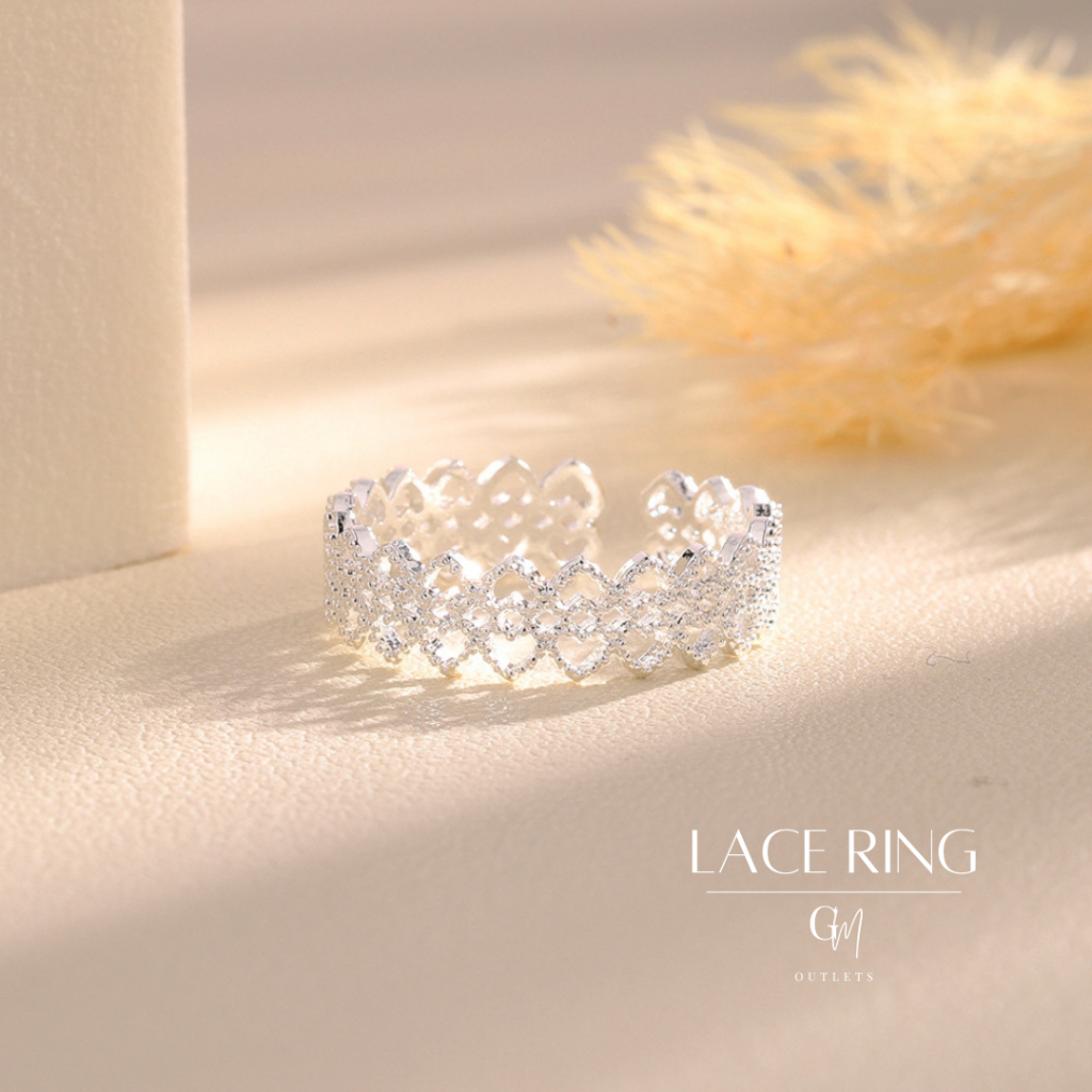OUTLETSล้างสต็อกจากโรงงานตรง แหวน Lace Ring แหวนผู้หญิง แหวนเงินแท้ เเหวนแฟชั่น แหวนสวย แหวนปรับขนาด