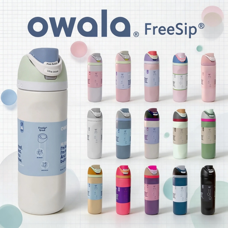 Owala FreeSip กระติกน้ำสแตนเลสเก็บอุณหภูมิ 24/32oz| กันหก มีหลอดในตัว ของแท้นำเข้าจากสหรัฐอเมริกา พร้อมส่ง