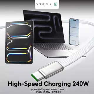[สำหรับ iPh17] UKIKI สายชาร์จเร็ว 240W Super Fast Charge สาย iPh 1.2M USB-C to C / C to iPh | KC-03