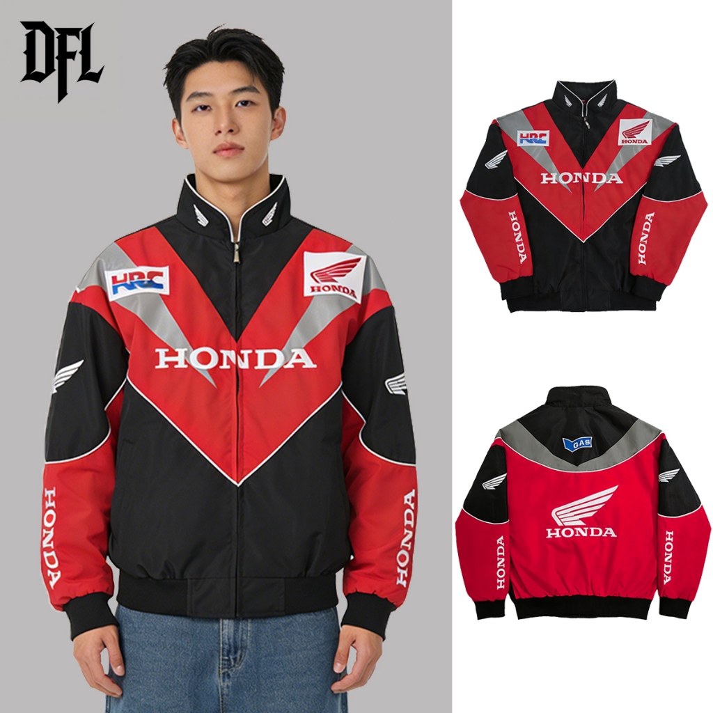 [พร้อมส่งไทย]F1 Honda เสื้อแข่งรถ เสื้อแจ็กเก็ตแขนยาวกันลมมีซับใน ปักลาย ย้อนยุค ผู้ชาย แฟชั่น สำหรับกีฬา สูงคุณภาพสูง