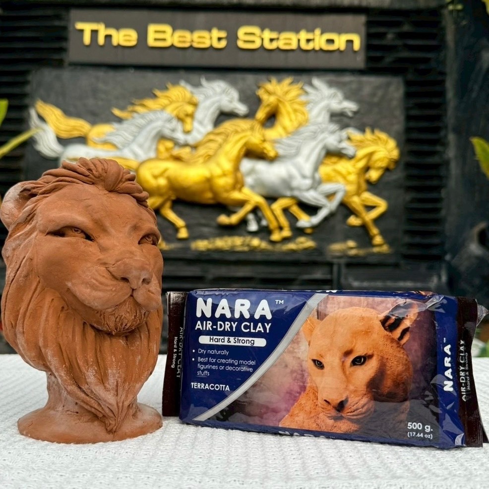 เดอะเบสท์สเตชั่น ดินเยื่อกระดาษ นารา สีน้ำตาล(อิฐ) แห้งได้ไม่ต้องอบ Nara Air-Dry Clay 500g