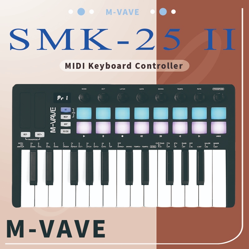 M-VAVE SMK-25 II Midi คีย์บอร์ด 16 แผ่น Midi Controller MVAVE SMK25II คีย์บอร์ด