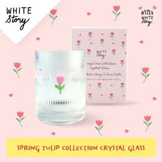 White Story - แก้ว crystal ลายดอกไม้ ( สีชมพู )